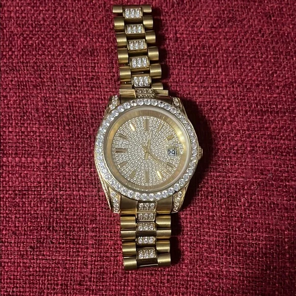 Gold and Silver Dress Watches with Polished Metal Links